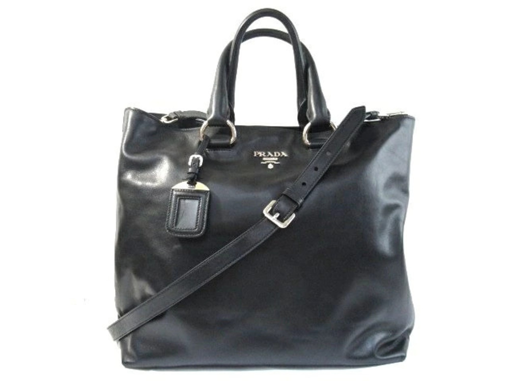 Prada Shoulder Bag Calfskin Black